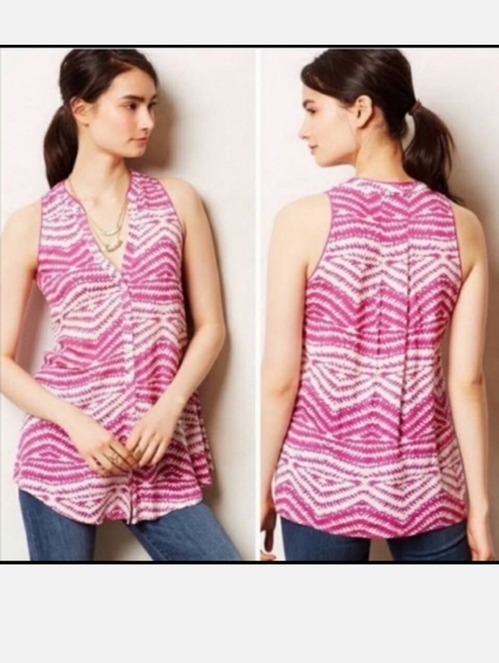 Maeve Anthropologie Ada Pink Sleeveless Top